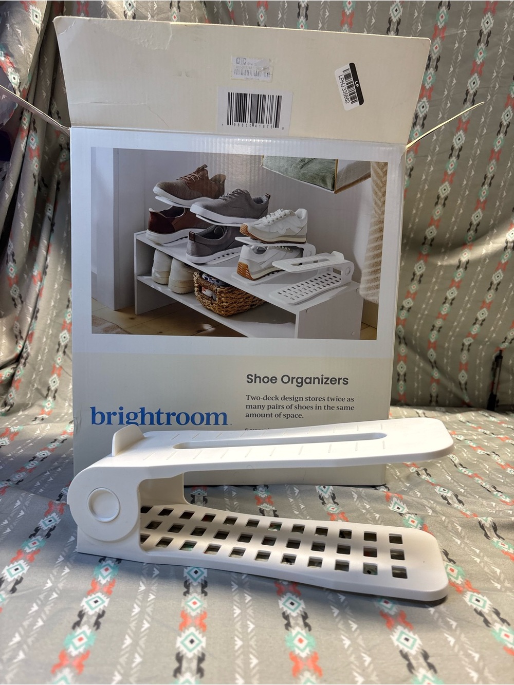 📍NIB Brightroom White Shoe Organizer - Adjustable Two-Tier Pair Saver